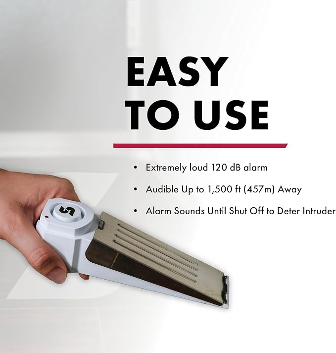 SABRE 120 dB Wedge Door Stop Security Alarm, Extremely Loud Wireless Alarm - Image 4