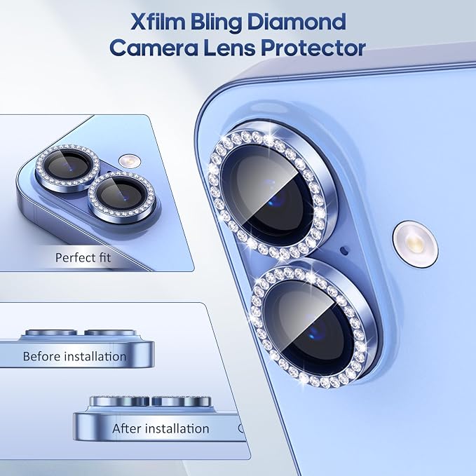 for iPhone 17 Camera Lens Protector Bling, Individual Diamond Metal Ring - Image 5