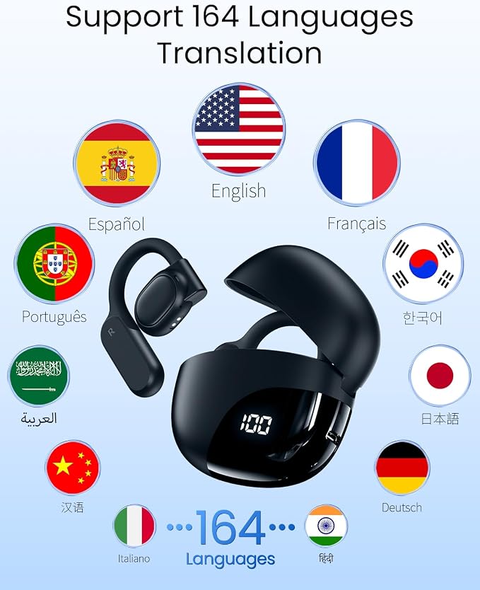 AI Translation Earbuds Real Time 164 Languages 80H Playtime Translator Ear Buds - Image 2