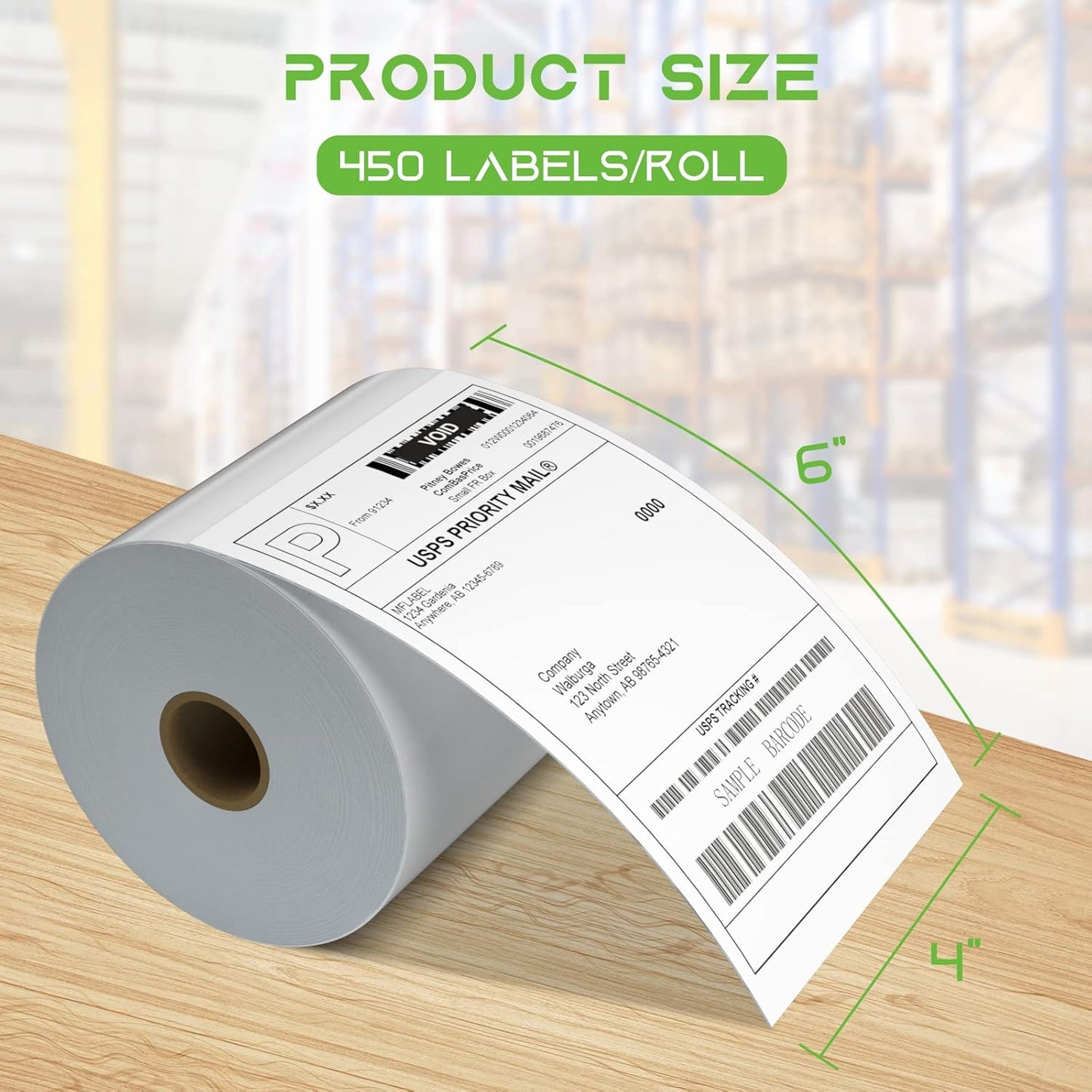 MFLABEL 32 Rolls of 450 Counts, 4x6 Shipping Labels, Mailing Postage Labels for Zebra 2844 ZP-450 ZP-500 ZP-505