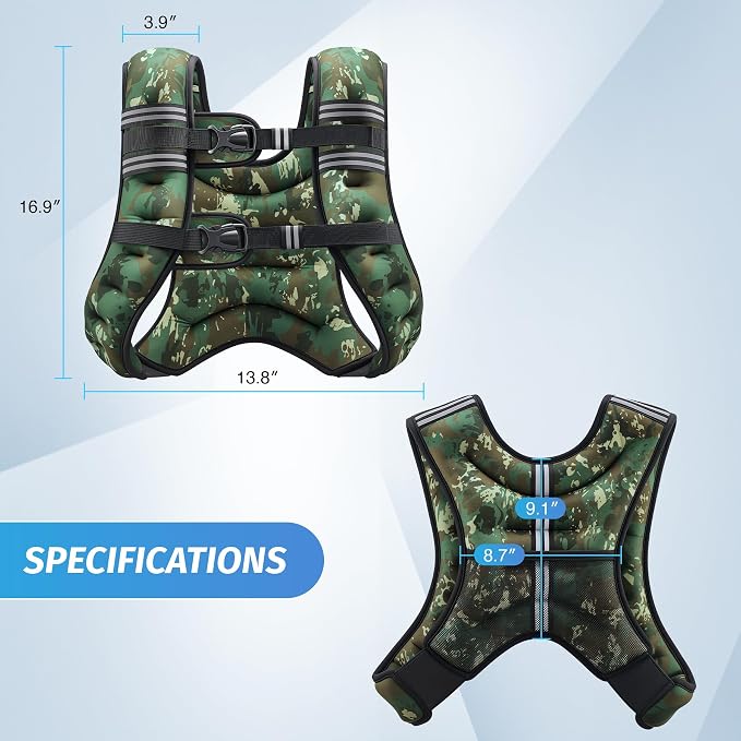 ZELUS Weighted Vest, 6lb/8lb/12lb/16lb/20lb/25lb/30lb Weight Vest - Image 8