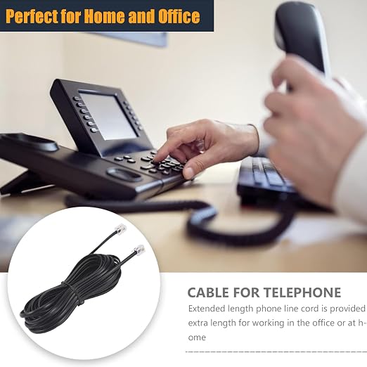 15FT Telephone Extension Cord Cable, Landline Phone Line Wire - Image 7