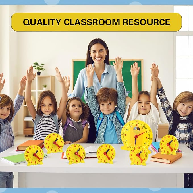 Lenwen 26 Pcs Classroom Clock Kit 24 Hours Learn to Tell Time Teaching Clock Toy - Image 4