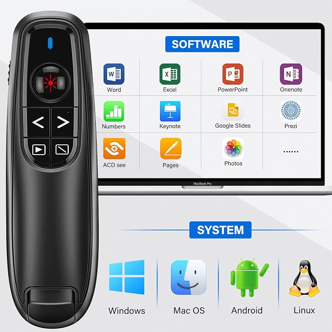 2-in-1 USB Type C Presentation Clicker, Wireless Presentation Clicker - Image 5