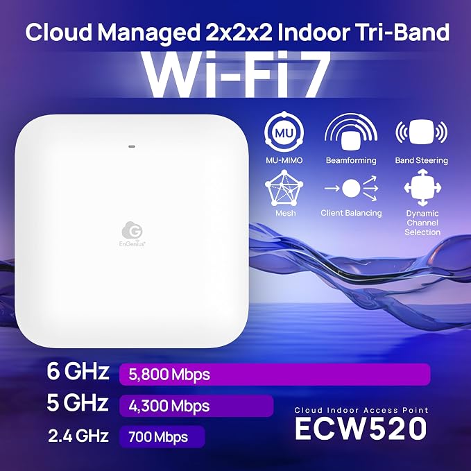 EnGenius ECW520 Wi-Fi 7 Tri-Band Indoor Access Point – 10.8 Gbps Speeds - Image 2