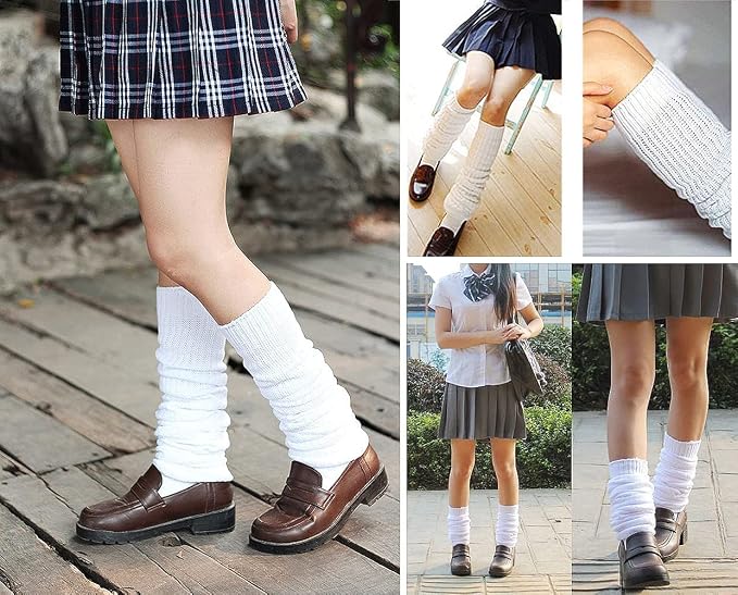 Women's Extra Knit Japanese Style Loose Socks White Lolita Leg Warmer Bubble - Image 6
