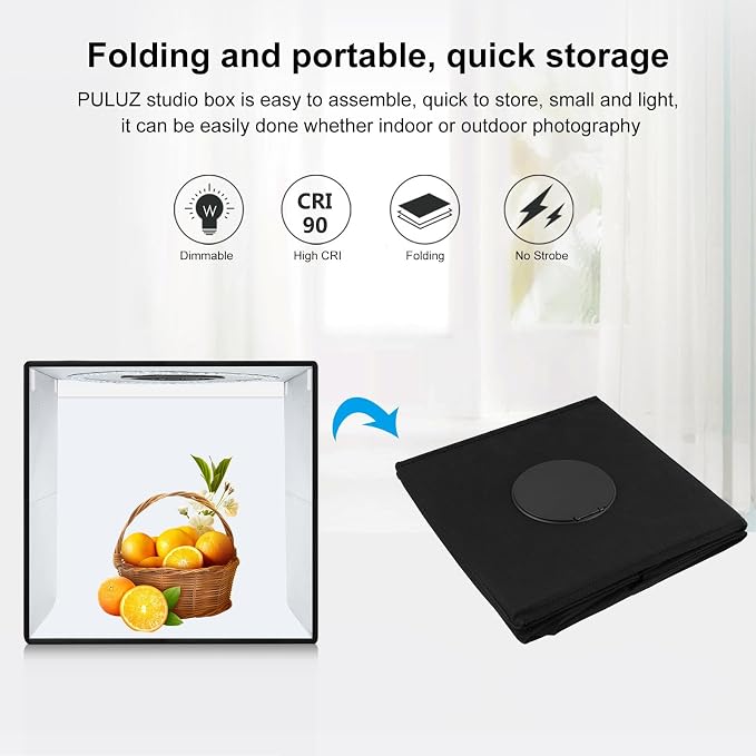 Light Box Photography 20x20in, PULUZ Portable Photo Studio Light Box - Image 7