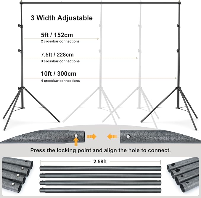 LINCO Lincostore Backdrop Support Stand Kit 10x6.5ft Adjustable Photography - Image 3