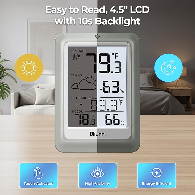 Indoor Outdoor Thermometer Hygrometer Wireless Weather Station, Temperature - Image 5