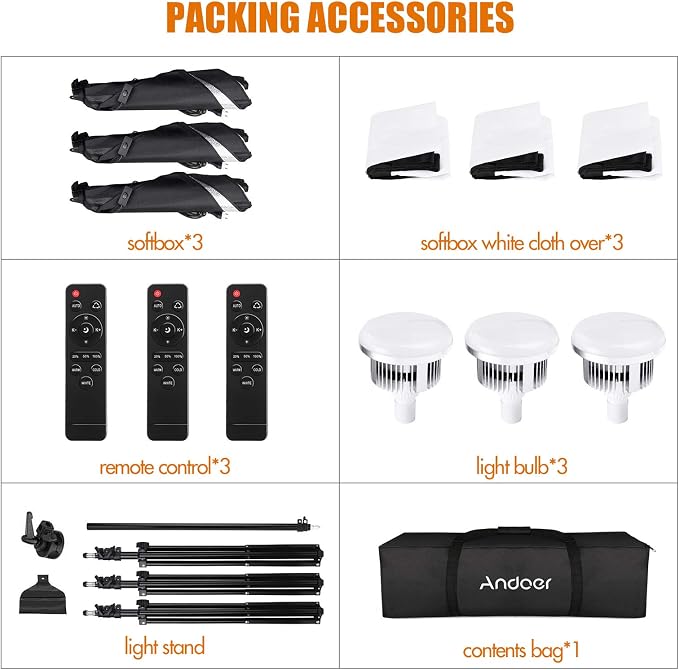 Andoer Softbox Photography Lighting Kit Professional Studio Equipment - Image 9