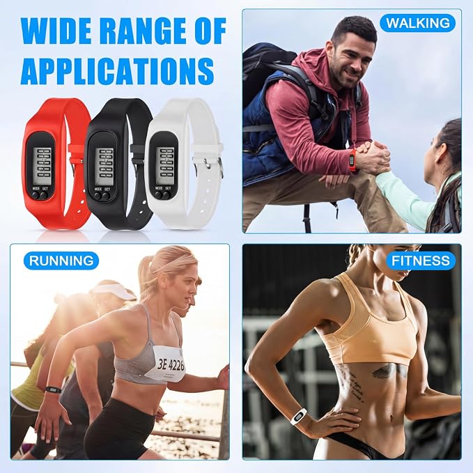 Silicone Fitness Tracker Watch 3 Pcs Walking Running Pedometer Calorie Burning - Image 6