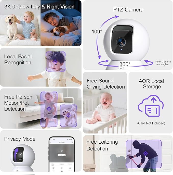 5G Security Camera Indoor 3-Pack, No-Monthly-Fee AI Tracking Facial Recognition - Image 6