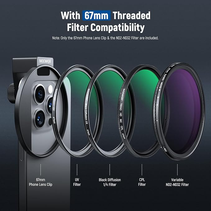 NEEWER 67mm Clip On Variable ND Filter Kit - Image 4
