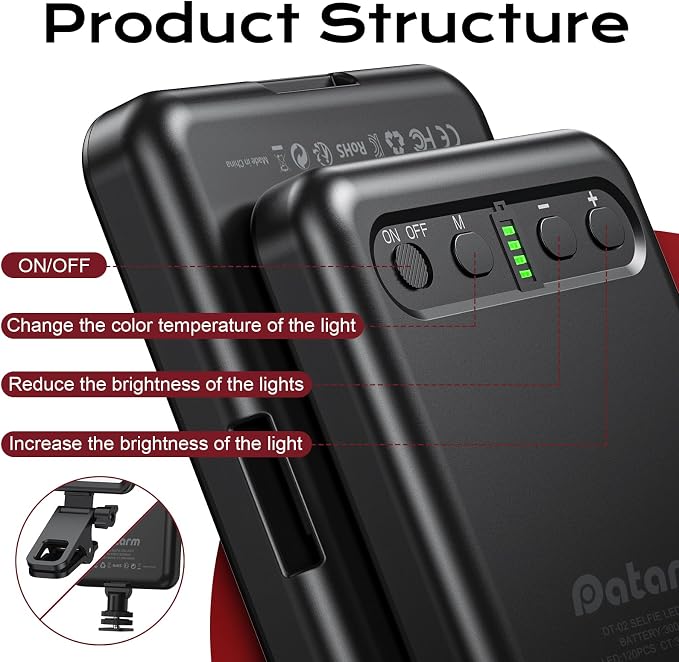 Rechargeable Soft Selfie Light for Phone, 4-14H Battery Portable LED Light for - Image 4