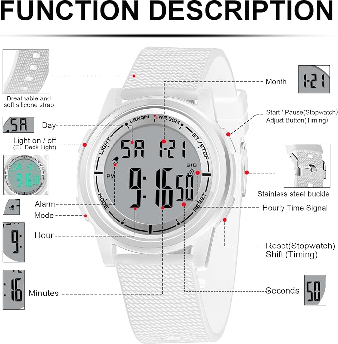 HANPOSH Mens Digital Watch Ultra Thin Minimalist Sports Waterproof Outdoor LED - Image 5