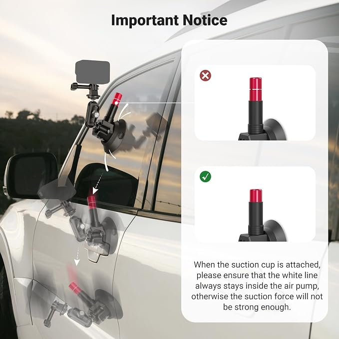 NEEWER Triple Suction Cup Car Mount Kit, Two 24" Aluminum Alloy Extension Poles - Image 5