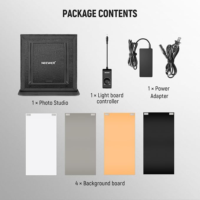 NEEWER 40CM Upgraded Photo Studio Light Box, 4 Backdrops, 5600K 144 LEDs - Image 9