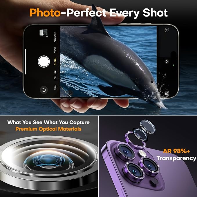 for iPhone 14 Pro/14 Pro Max Camera Lens Protector, Tempered Glass Screen - Image 4