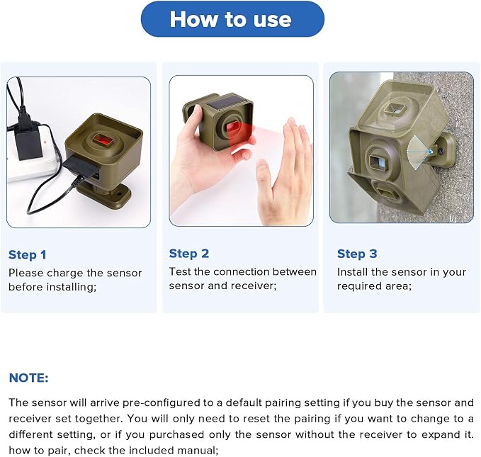 Solar Driveway Alarm Wireless Outside 1/2 Mile Long Range, 3 Sensitivity & - Image 9