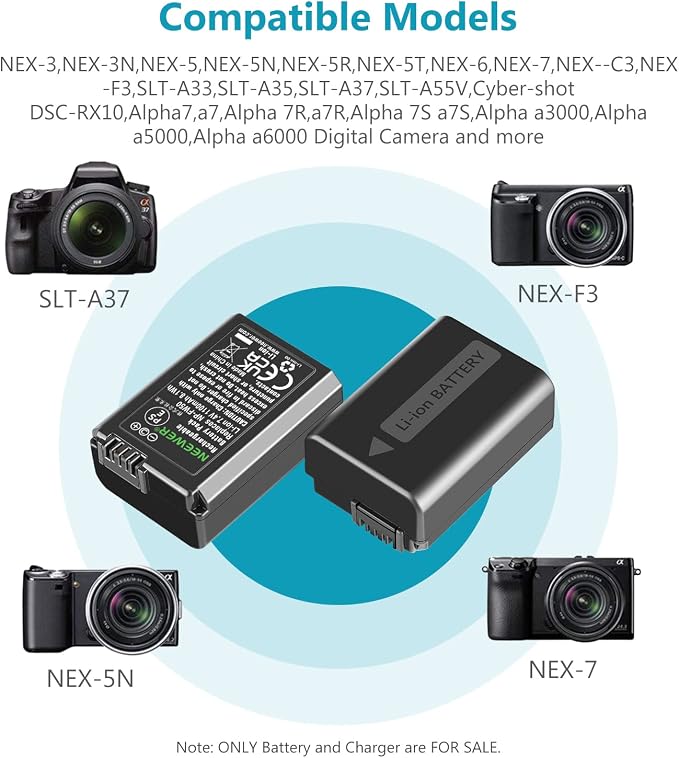 NEEWER NP-FW50 Camera Battery Charger Set Compatible - Image 5