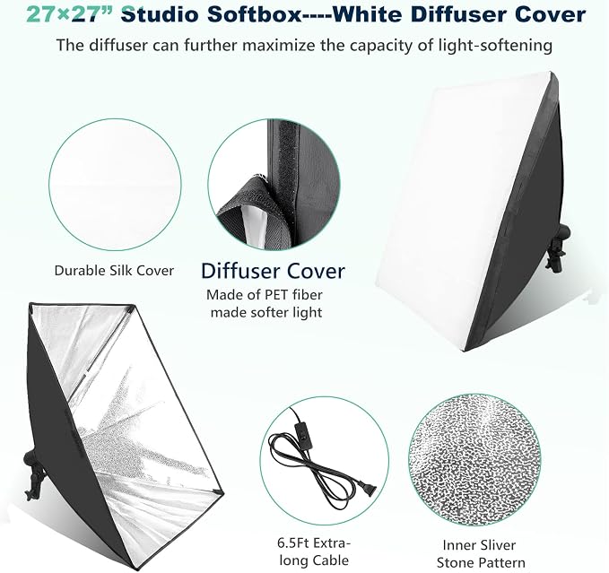 Torjim Softbox Photography Lighting Kit, Photography Continuous Lighting Kit - Image 5