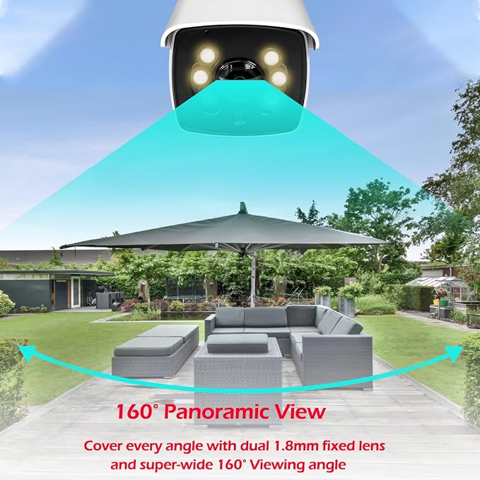 MWRCTV 8MP POE IP Camera, 160-Degree Super Wide Angle Fisheye Security Bullet - Image 3