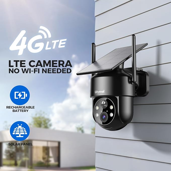 LITYMOL 4G LTE Cellular Solar Security Cameras Wireless Outdoor, No WiFi Cameras - Image 2