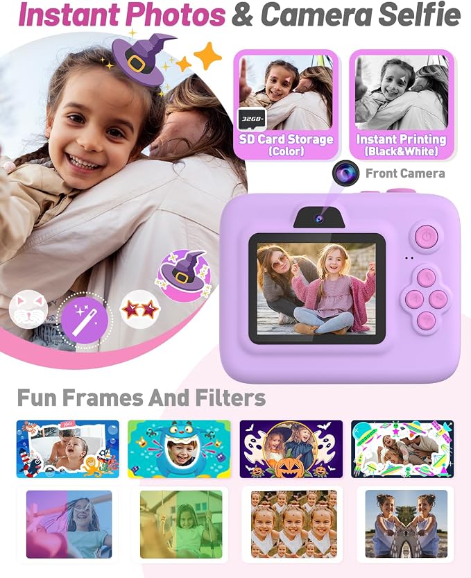 Yehtta Kids Camera Instant Print, Dual-Lens Front Rear Selfie Camera - Image 4