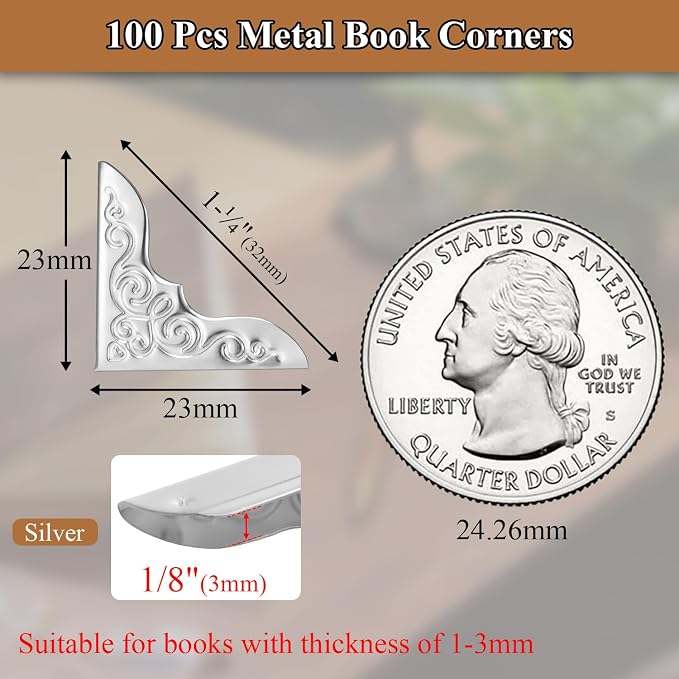 100pcs Metal Book Corner Protectors, Paperbacks Book Edge Protectors Picture - Image 2