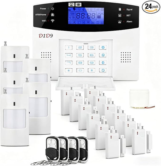 24pcs Wireless DIY Home Burglar Alarm System, 4G WiFi GSM, No Monthly Fee by D1D9