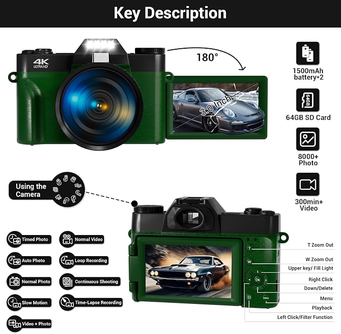 75MP Digital Camera, 4K WiFi Vlogging Camera - Image 9