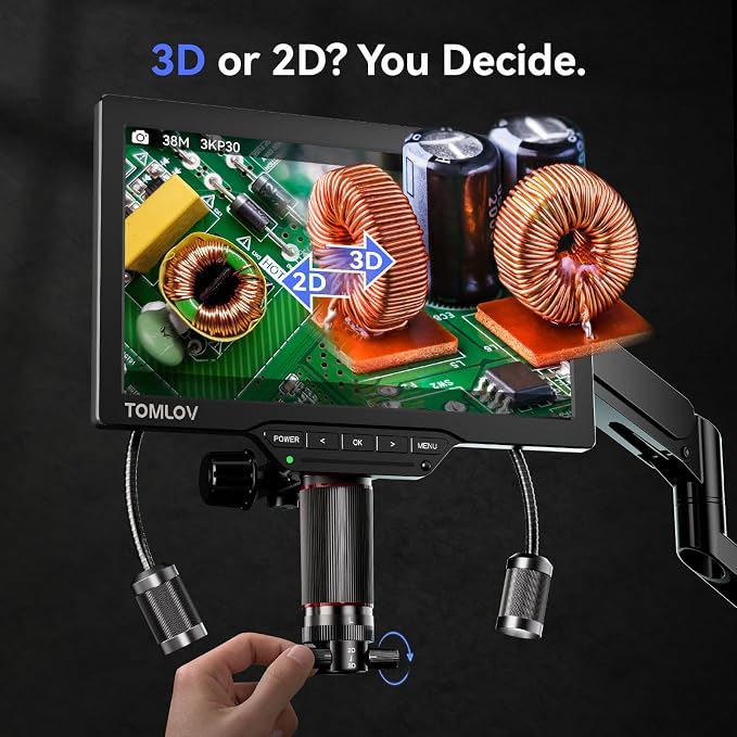 TOMLOV 3D Digital Microscope for Soldering: Magnetic Dual Lens Micro Scope - Image 2
