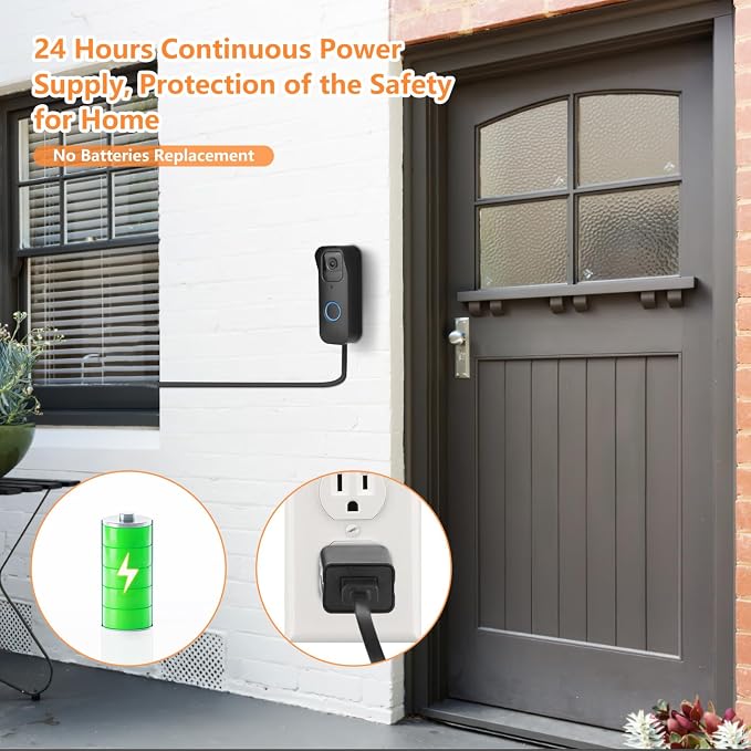 2in1 Power Cable with Adapter & Adhesive Doorbell Mount Compatible with Blink - Image 6