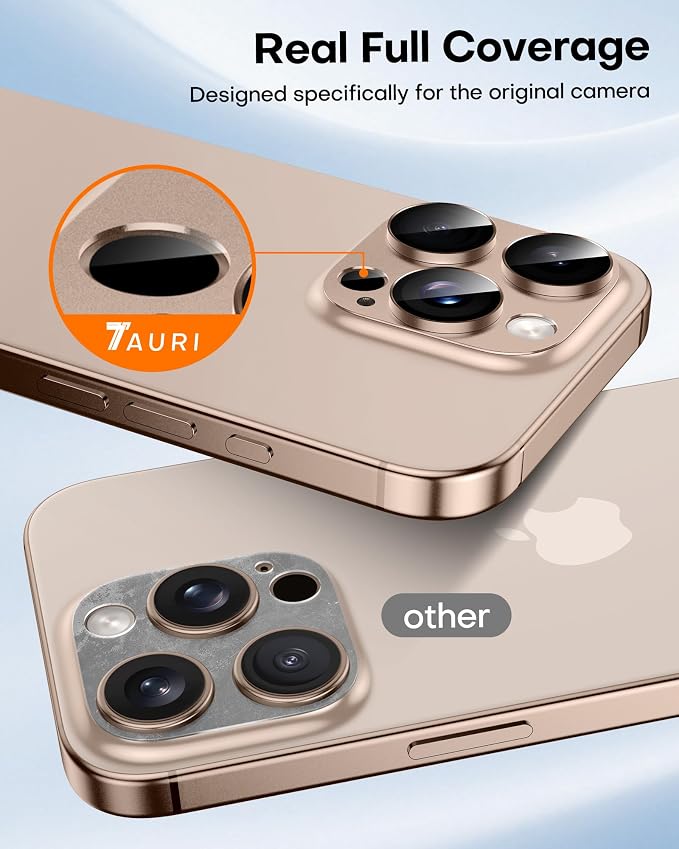 TAURI 2 Pack for iPhone 16 Pro Max/16 Pro Camera Lens Protector, Full Coverage - Image 4