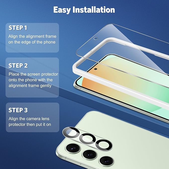 OMOTON 3+2 Pack Screen Protector and Camera Lens Protector - Image 3