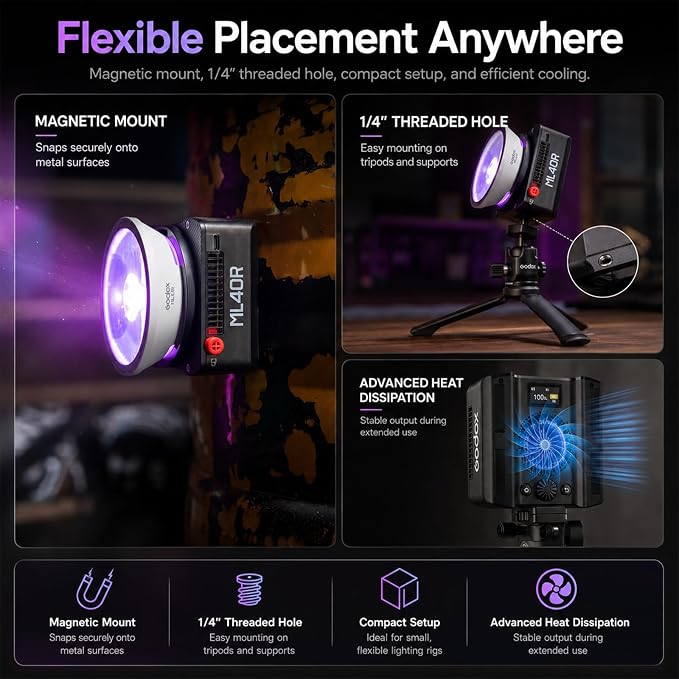 Godox ML40R RGB LED Video Light, Portable COB Photography Light - Image 9