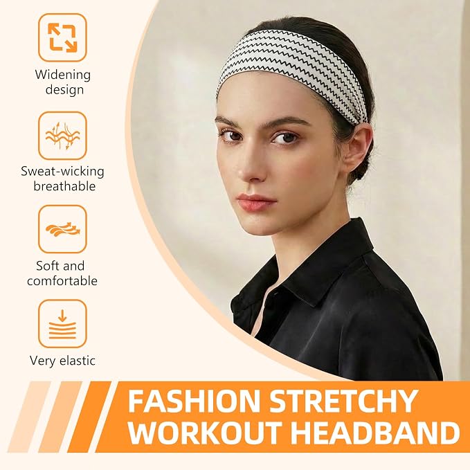 8PCS Summer-Exclusive Non Slip Sports Elastic Soft Running Fashion Headbands - Image 2
