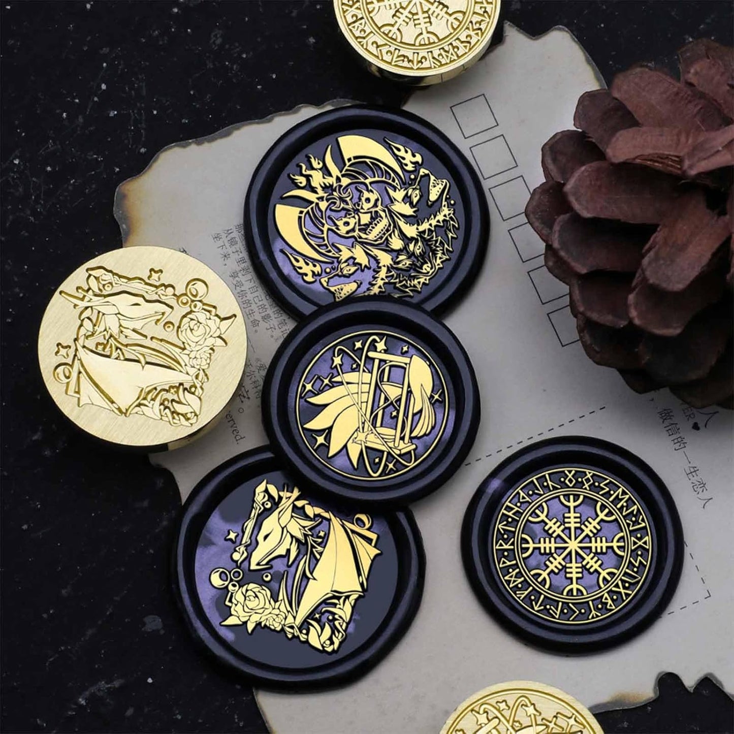 Hourglass Wax Seal Stamp - Starfish Hourglass Wax Stamp Head, 1.18 inch/30mm Brass Sealing Wax Stamp with Handle for Envelopes, Letters, Handicraft DIY, and Christmas