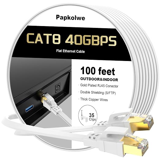 Cat 8 Ethernet Cable 100 ft, Heavy Duty High Speed Cat8 LAN Network Cable by Unknown