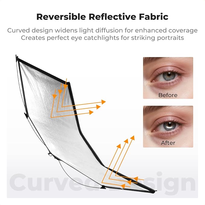 K&F CONCEPT Curved Reflector, Quick-Open Clamshell Light Reflector - Image 7