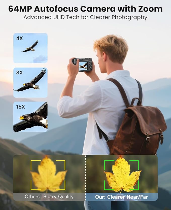 4K Digital Camera for Photography, WiFi Autofocus 64MP Vlogging Camera for - Image 4