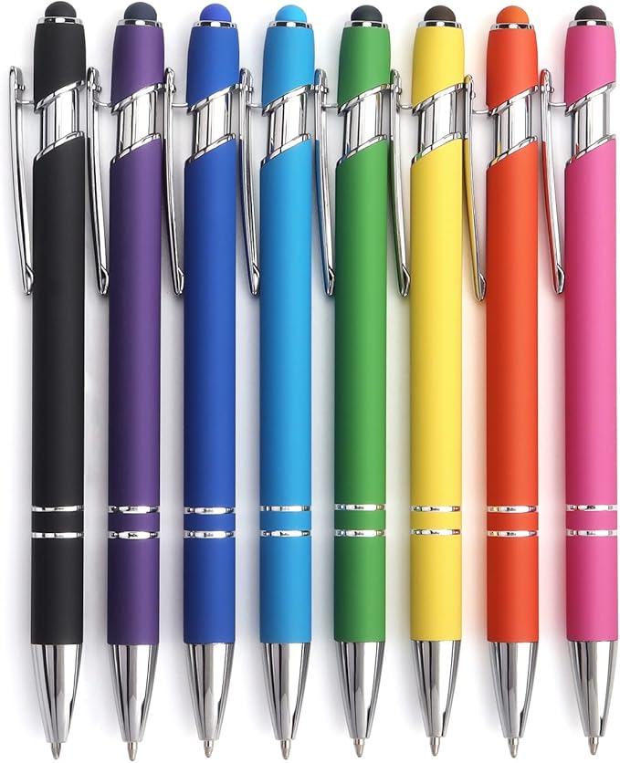8 Pack Ballpoint Pen 2-in-1 Stylus Retractable Ballpoint Pen by Bribobo