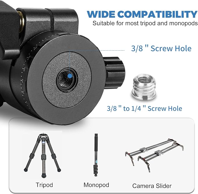 CAVIX Tripod Ball Head with 1/4" Arca Swiss Quick Release Plate Aluminium - Image 8