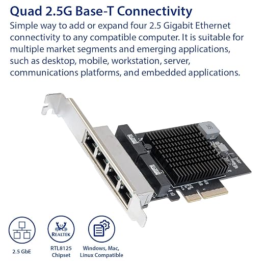 IO CREST Quad 2.5 Gigabit Ethernet PCI Express PCI-E Network Interface Card - Image 2