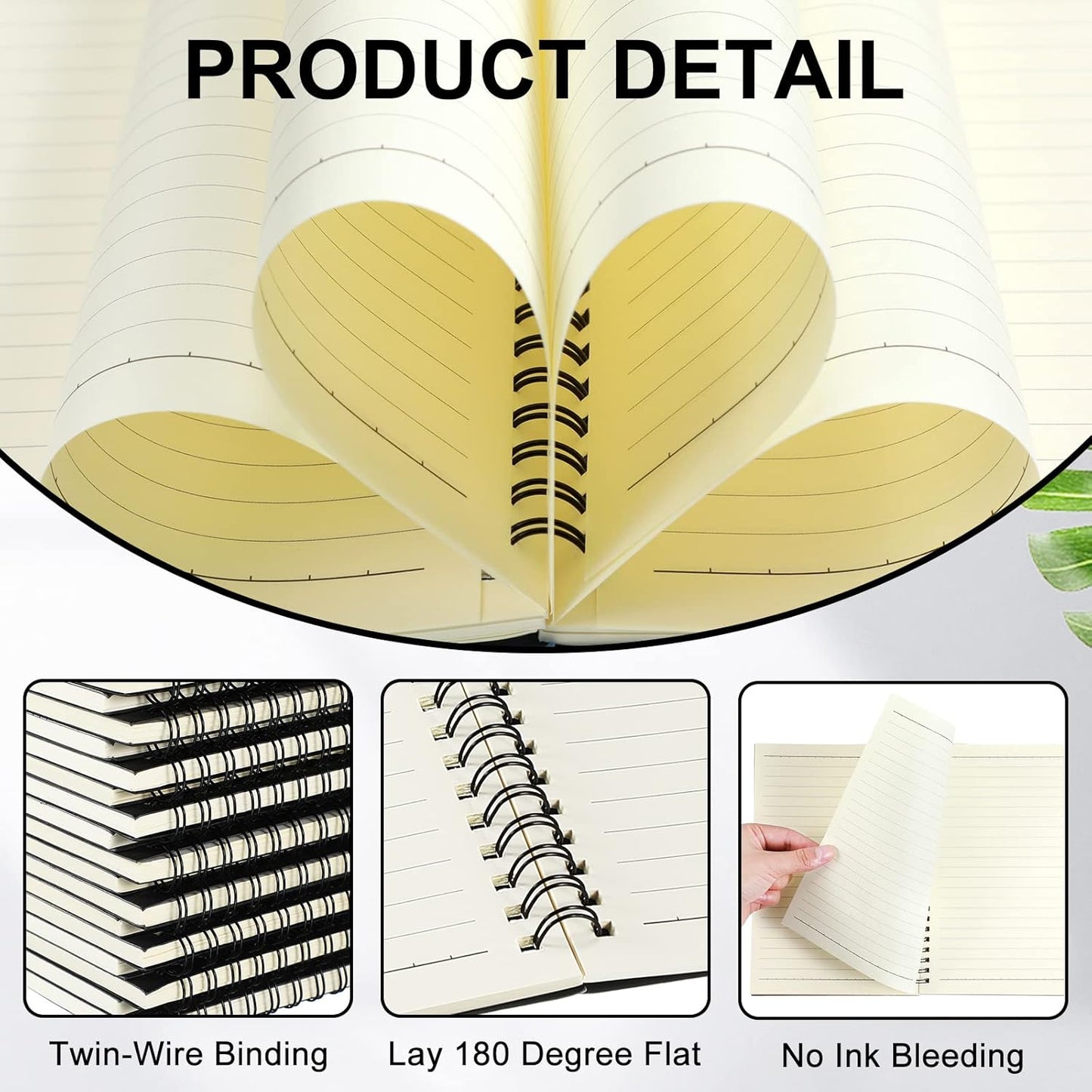 Yahenda Spiral Notebook Bulk A5 Journal Lined 8.3'' x 5.5'' Writing Composition Paper Small Notepad Subject Notebook for Students Office Business Back to School Supplies(Black,180 Pcs)