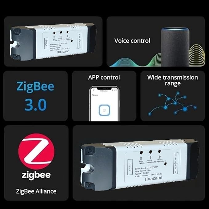 Zigbee 2CH AC 85-250V Relay Smart Switch Module, Wireless APP Remote Control - Image 4