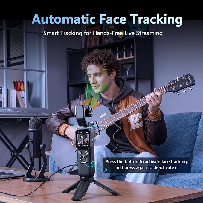 4K Vlogging Camera with 330° Rotating Lens & Face Tracking, Portable Pocket - Image 3