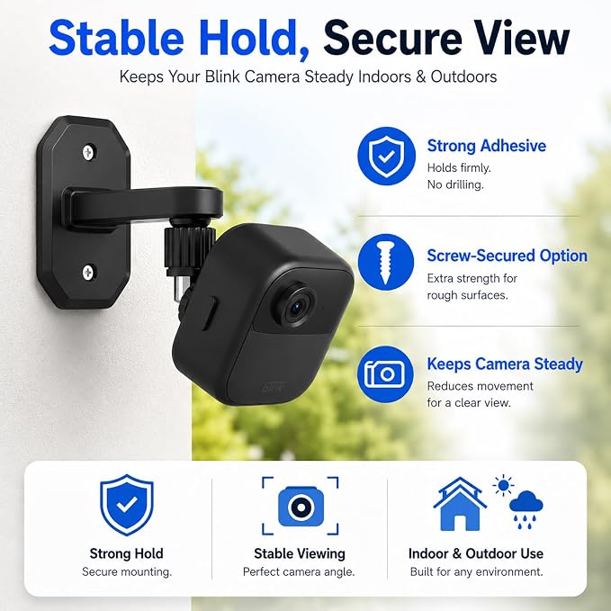 2Pack Adhesive Wall Mount Adjustable Security Wall Mount Bracket - Image 6