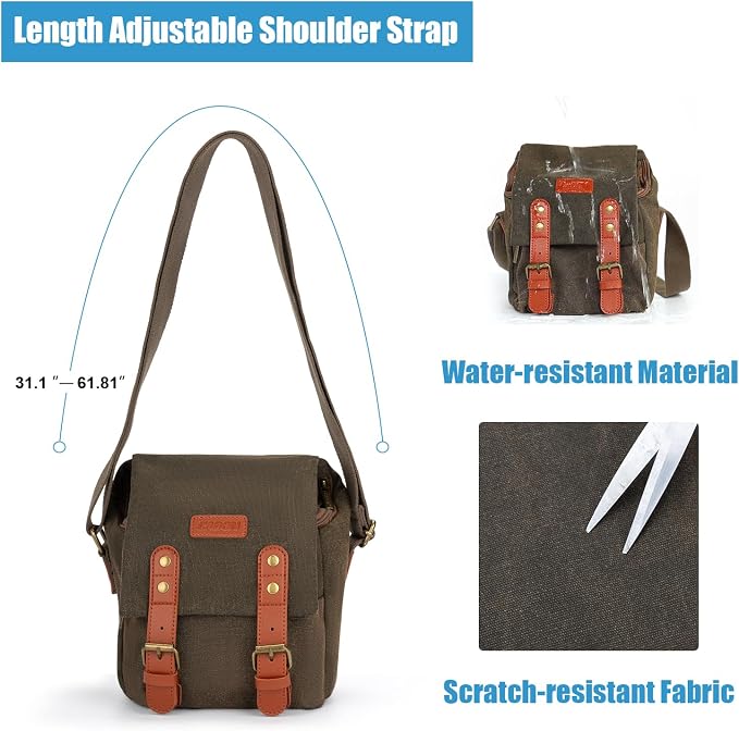 CADeN Compact Camera Bag Case Canvas Leather Trim Compatible - Image 8