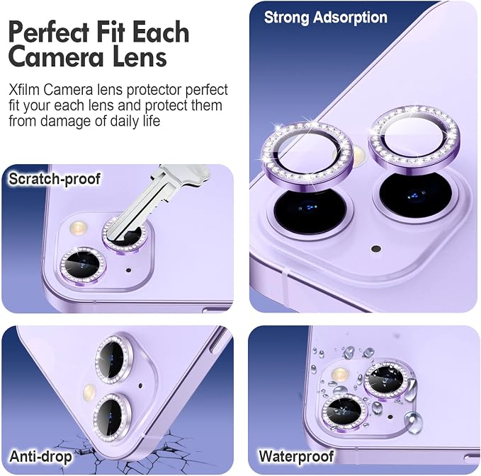 for iPhone 14 / iPhone 14 Plus Camera Lens Protector Bling, 9H Hardness - Image 3